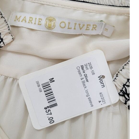 Marie Oliver Blouse Womens Medium Sheer Long Sleeve High Neck Cottagecore NWT - Picture 7 of 8